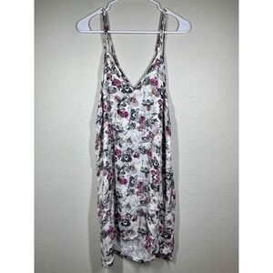 Onia Floral V Neck Sleeveless Mini Dress Medium White Purple Casual Flowy